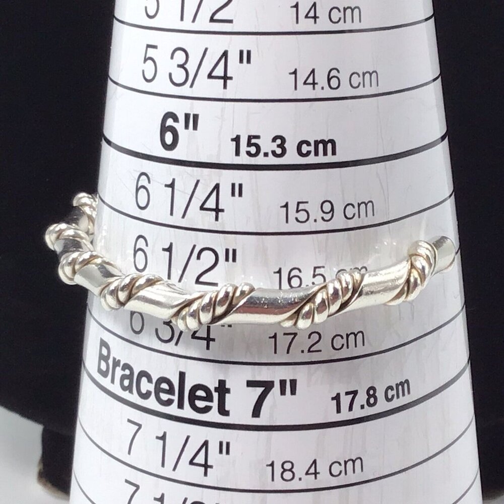 Sterling Silver Cuff Bracelet Solid Braided Desig… - image 5